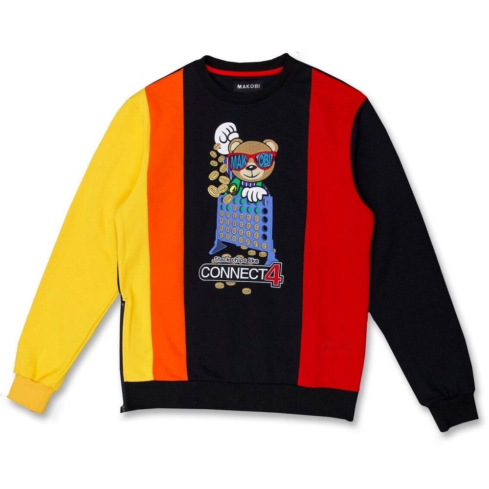 NWT makobi Sweater‎ Tri-color Connect 4 Bear M4141 Connect